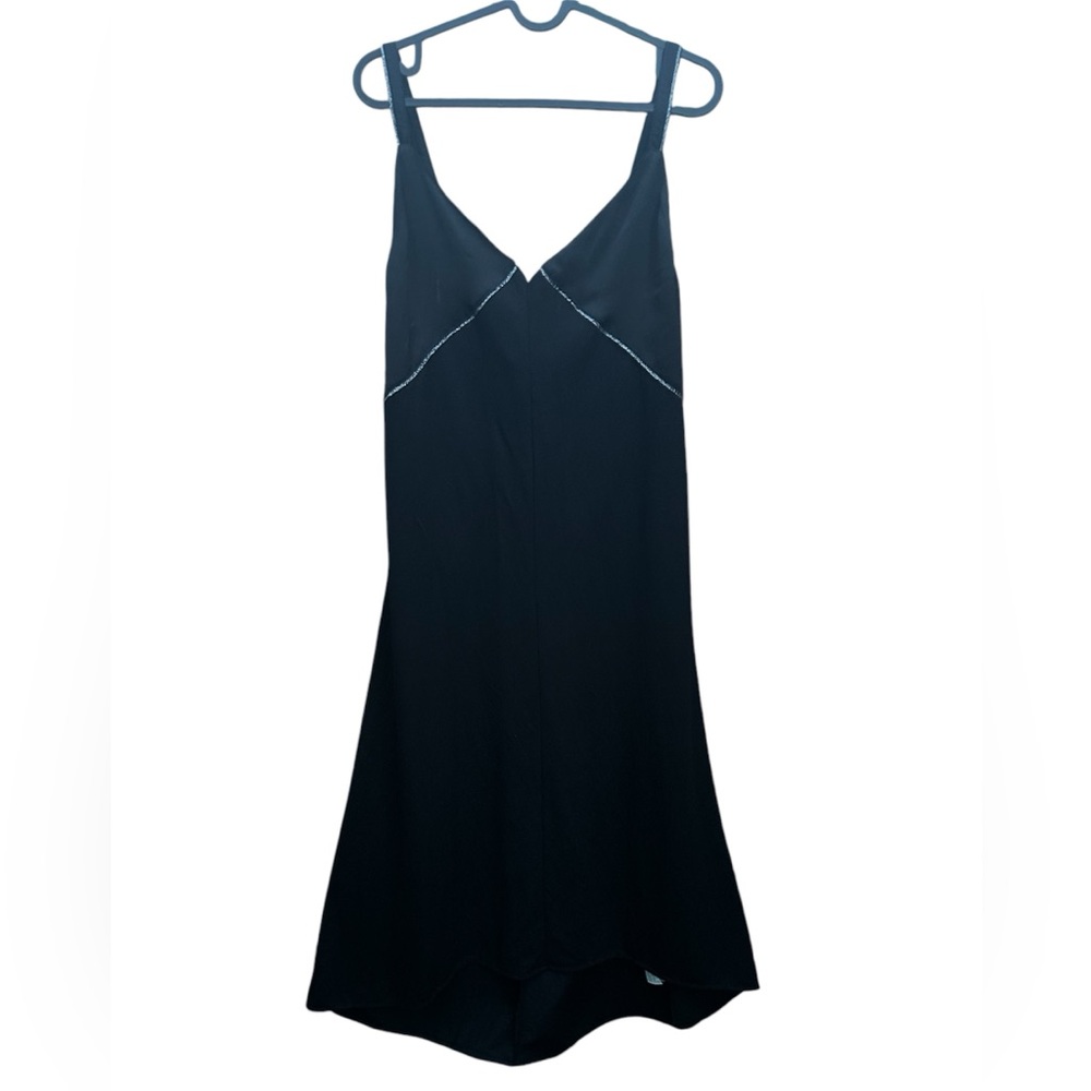 ZARA Women’s Black Camisole Midi Dress With Silver Trim Size:S